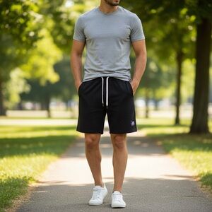 Men's Black Athletic Shorts with Drawstring Baja Llama Size Small